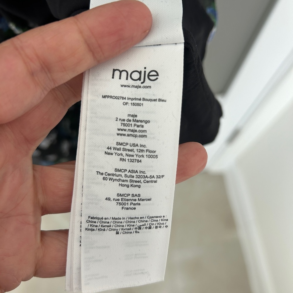 Maje Sheer Black (cut out )Dress with Blue Floral Pattern - Picture 10 of 14